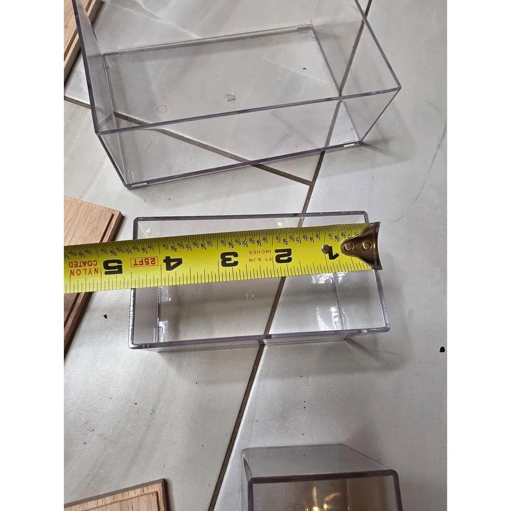 3‎ Piece Clear Acrylic Storage Bin Set with Wood Lids Nesting Organizers